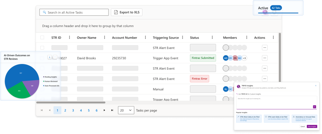 TRIYO homepage hero image showing workflow dashboard, AI insights panel, task list, and analytics chart.